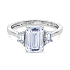 Luxuriant 950 Platinum IGI Certified VS/EF Emerald Cut Lab Grown Diamond Trilogy Ring 3.00 Ct_8509714