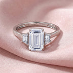 Luxuriant 950 Platinum IGI Certified VS/EF Emerald Cut Lab Grown Diamond Trilogy Ring 3.00 Ct_8509714_2