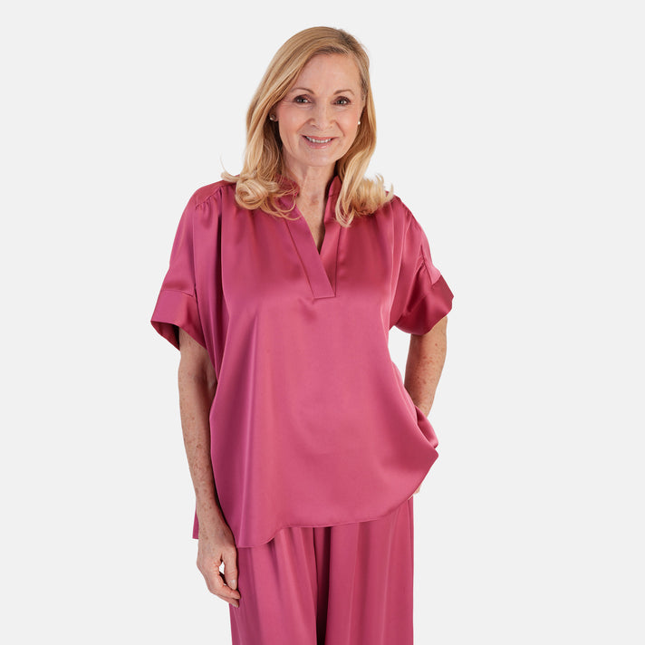 Marina Kaneva Elegant Matching Top With Wide Leg Trousers Set (One Size, 10-18) - Rose Pink 8509920 2