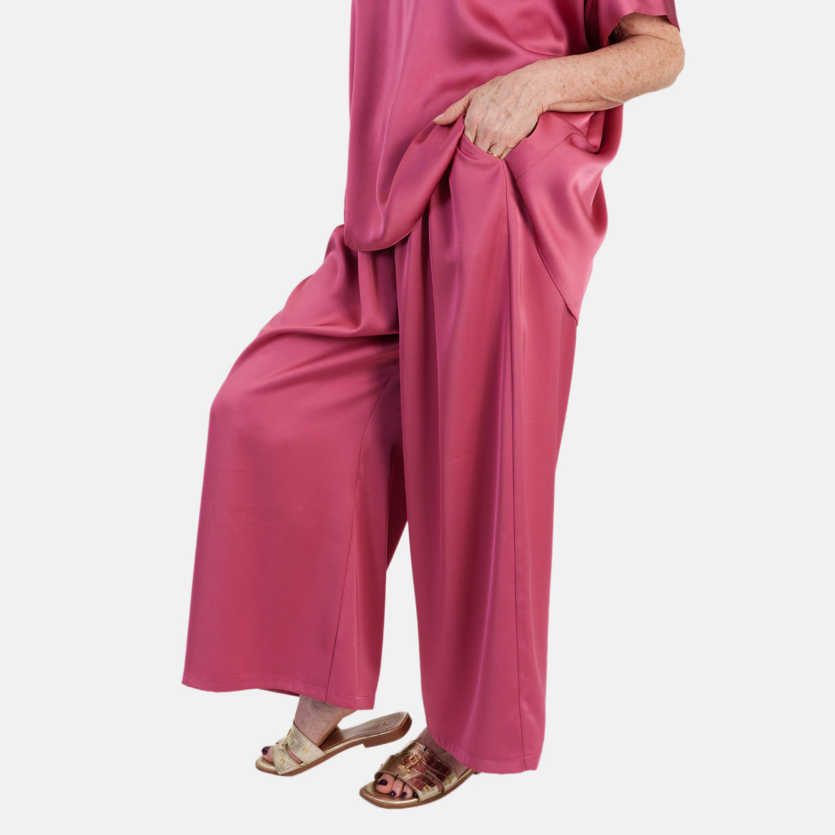 Marina Kaneva Elegant Matching Top With Wide Leg Trousers Set (One Size, 10-18) - Rose Pink 8509920 2