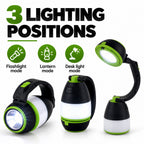 Multifunctional 5W Rechargeable LED Flashlight & Power Bank - 2000mAh Battery Emergency Lantern & Table Lamp - Green_8510026_3