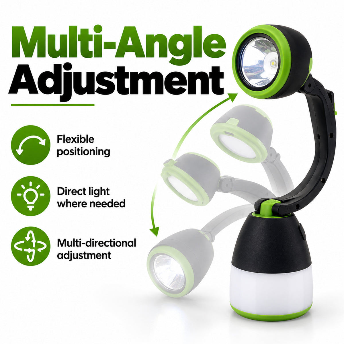 Multifunctional 5W Rechargeable LED Flashlight &amp; Power Bank - 2000mAh Battery Emergency Lantern &amp; Table Lamp - Green 8510026 5
