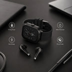 2 in 1 Integrated Wireless Earbuds Smartwatch Combo - Premium NFC Bluetooth Calling Watch with Heart Rate Blood Pressure Sleep Monitor Size 240mAh Battery 15 Day Lifetime - Black_8510068_4
