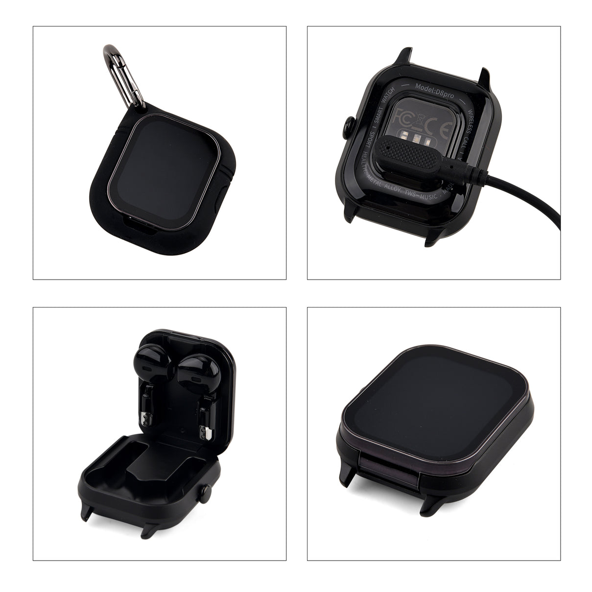 2 in 1 Integrated Wireless Earbuds Smartwatch Combo - Premium NFC Bluetooth Calling Watch with Heart Rate Blood Pressure Sleep Monitor Size 240mAh Battery 15 Day Lifetime - Black 8510068 8
