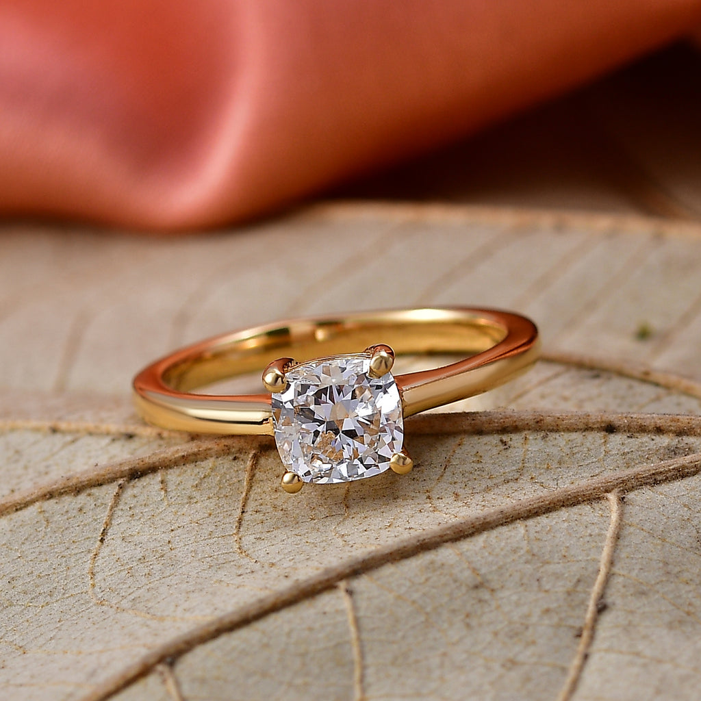 Luxuriant SI-G/H Lab Grown Diamond Solitaire Ring in 18K Vermeil Yellow Gold Plated Sterling Silver 1.02 Ct._8510270_2