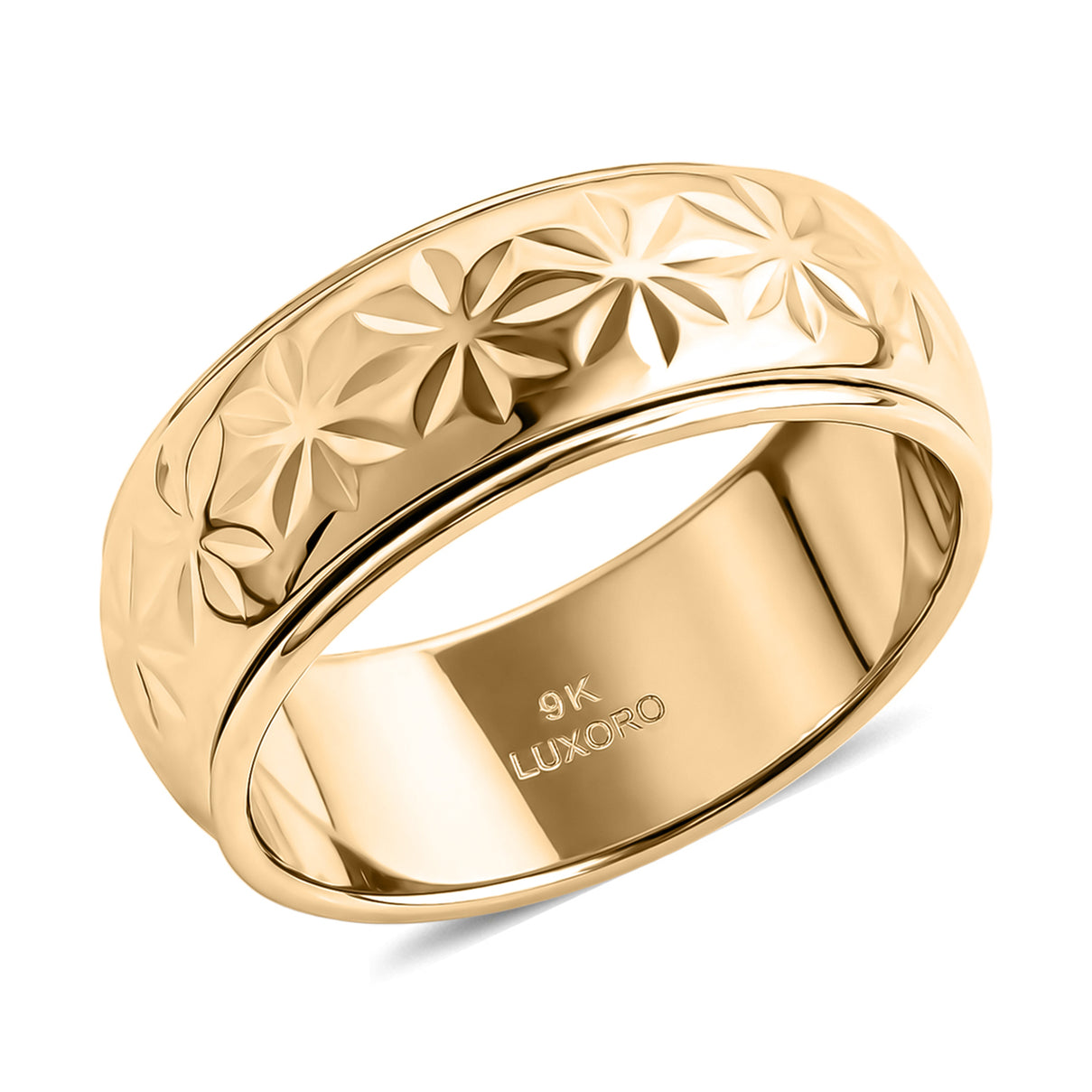 LUXORO - 9K Yellow Gold Floral Spinner Ring 8510534 0