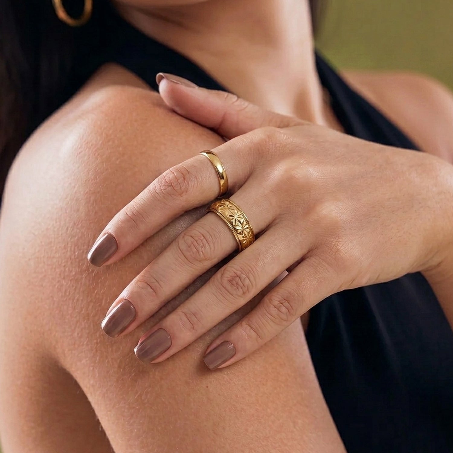 LUXORO - 9K Yellow Gold Floral Spinner Ring 8510534 3