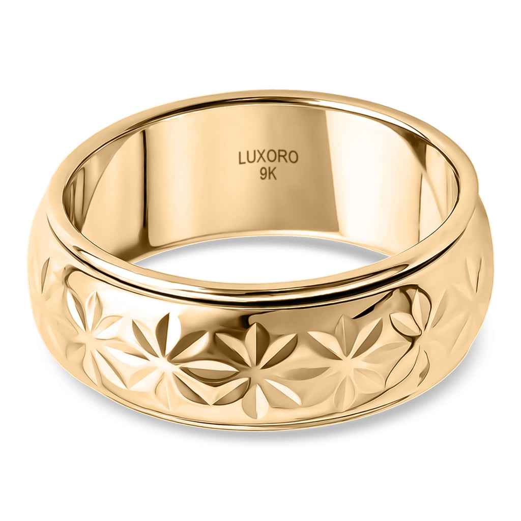Royal Bali Collection - 9K Yellow Gold Floral Band Spinner Ring_8510534_6