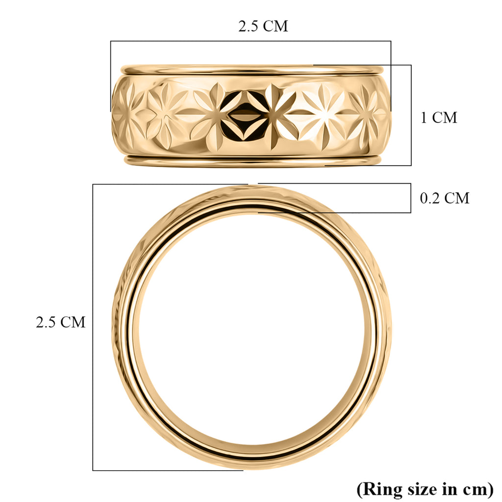 Royal Bali Collection - 9K Yellow Gold Floral Band Spinner Ring_8510534_7