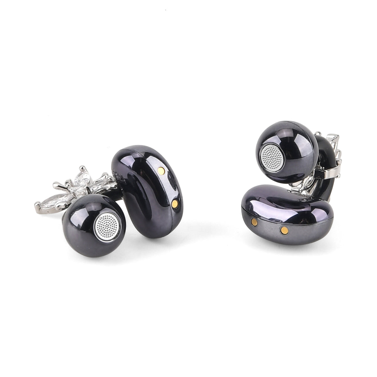 Wireless Ear Clip Butterfly Earrings Bluetooth Earbuds - Premium Bluetooth V6.0, 230mAh Charging Case 3-4 Hours Music Time - Shiny Black V32636638 4