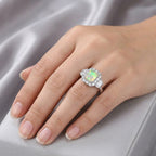 D'Joy Ethiopian Opal Main Stone With Side Stone Ring in Rhodium OverlaySterling Silver  2.160  Ct._8511556_2