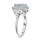 D'Joy Aquamarine, Moissanite Halo Ring in Rhodium OverlaySterling Silver  3.240  Ct._8512474_4