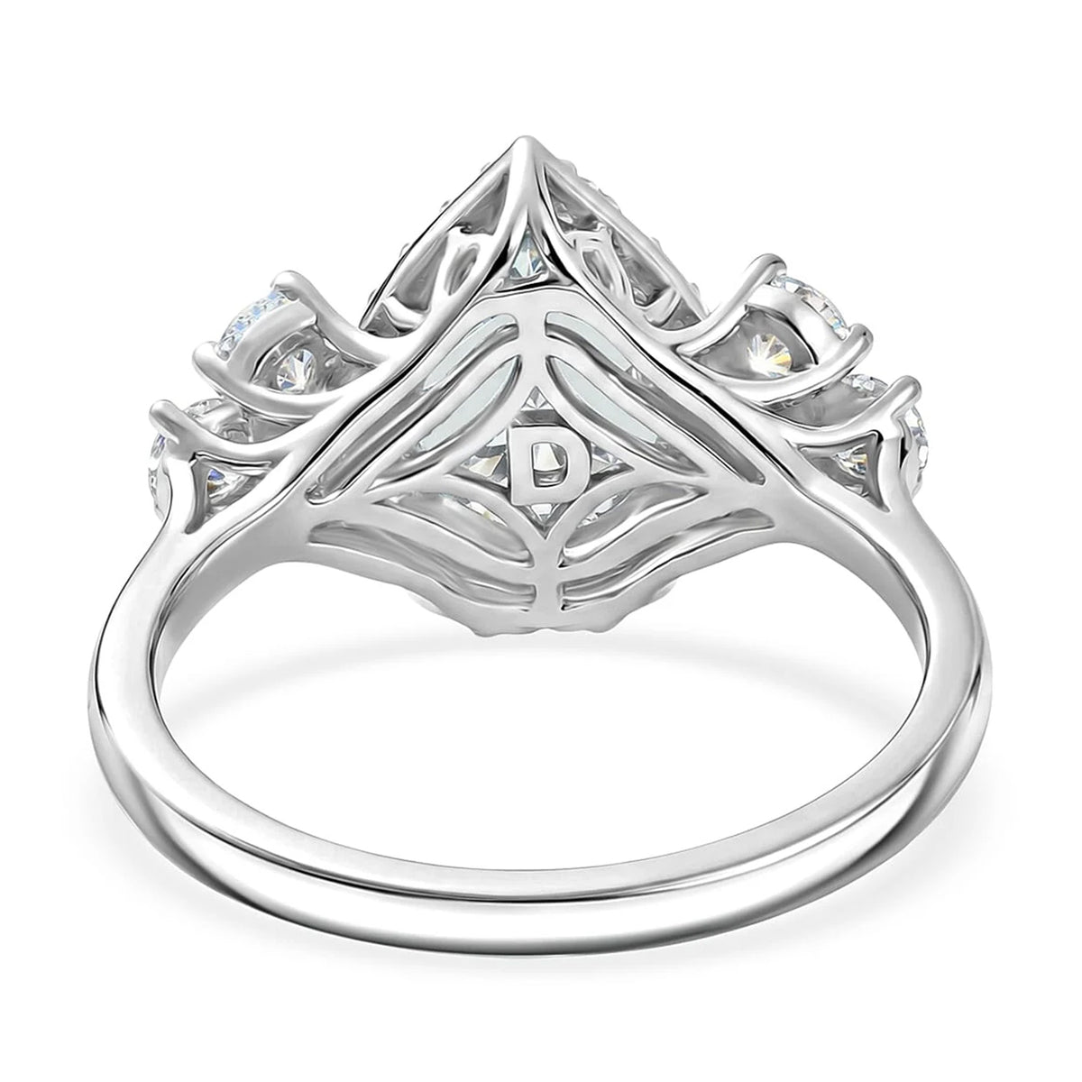 Certified and Appraised D'Joy Aquamarine, Moissanite Halo Ring in Rhodium Overlay Sterling Silver 3.240 Ct. 8512474 5