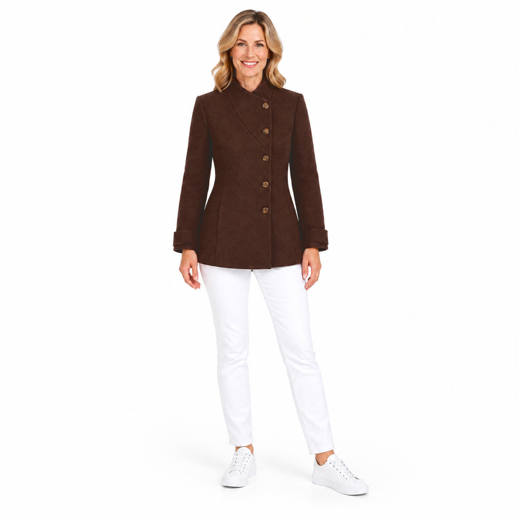 Emreco Short Formal Single Breasted Coat (Size 12) - Chocolate_8512561
