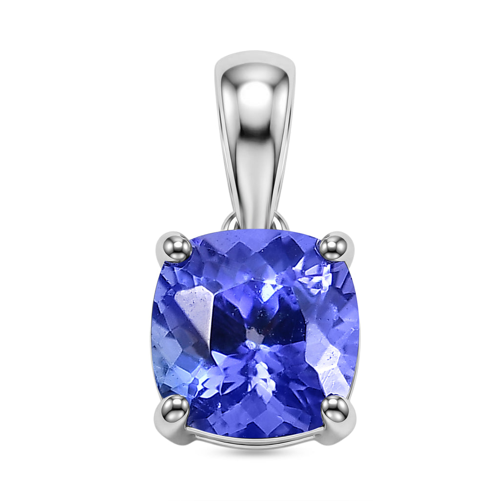 20TH BIRTHDAY - 950 Platinum AAAA Tanzanite Cushion Solitaire Pendant 1.05 Ct_8513196