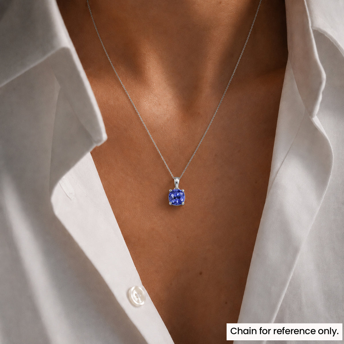 Rhapsody 950 Platinum AAAA Tanzanite Cushion Solitaire Pendant 1.05 Ct V32526010 2