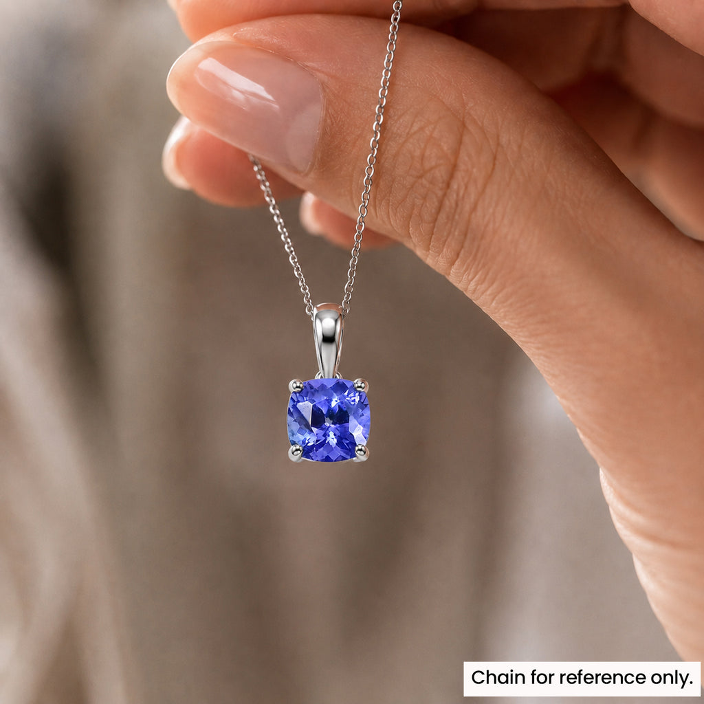 950 Platinum AAAA Tanzanite Cushion Solitaire Pendant 1.05 Ct_8513196_7