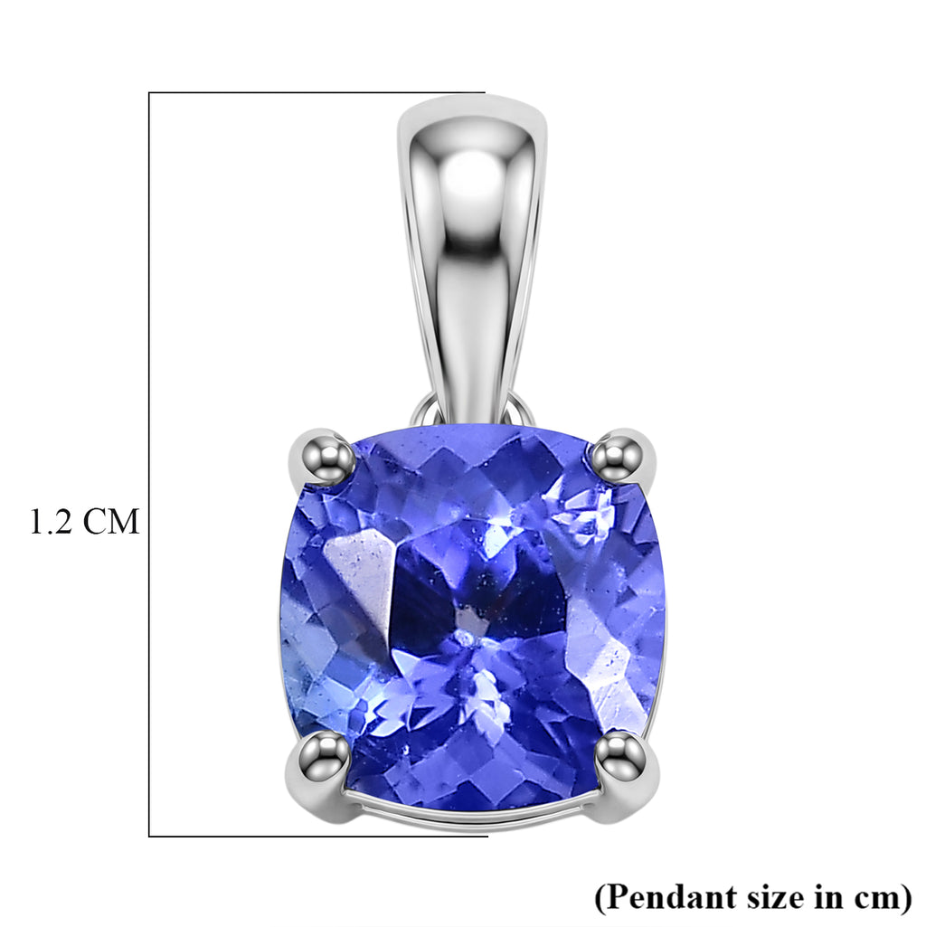 950 Platinum AAAA Tanzanite Cushion Solitaire Pendant 1.05 Ct_8513196_8