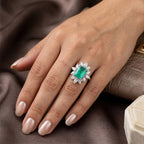 D'Joy Emeraldine Triplet Quartz & White Topaz Halo Ring in Rhodium Overlay Sterling Silver 3.54 Ct._8513240_1