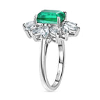 D'Joy Emeraldine Triplet Quartz & White Topaz Halo Ring in Rhodium Overlay Sterling Silver 3.54 Ct._8513245_3
