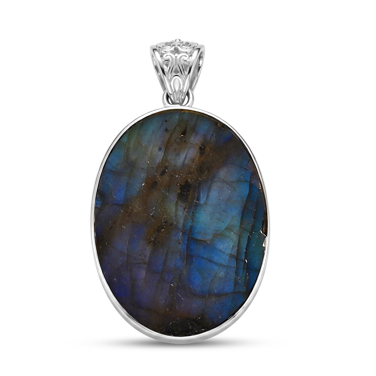 D'Joy Labradorite Sterling Silver Solitaire Mermaid Pendant 40.00 Ct. V32636086 5