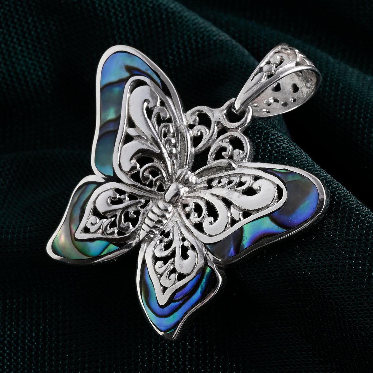 D'Joy Abalone Shell Sterling Silver Butterfly Pendant 2.00 Ct. V32530107 3