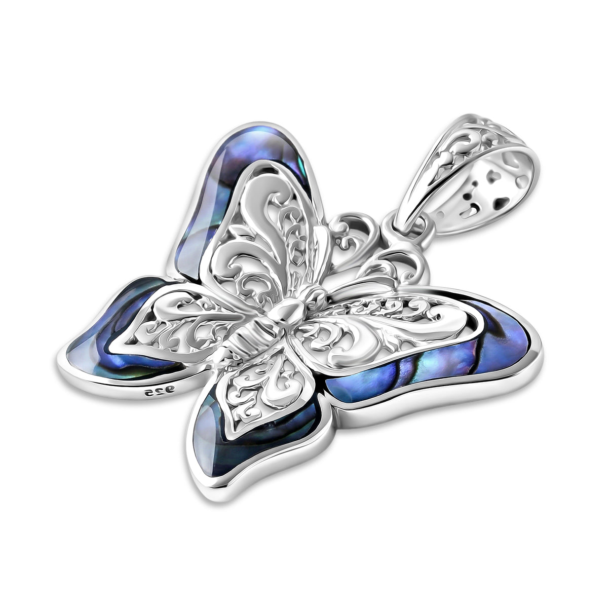 D'Joy Abalone Shell Sterling Silver Butterfly Pendant 2.00 Ct. V32530107 4