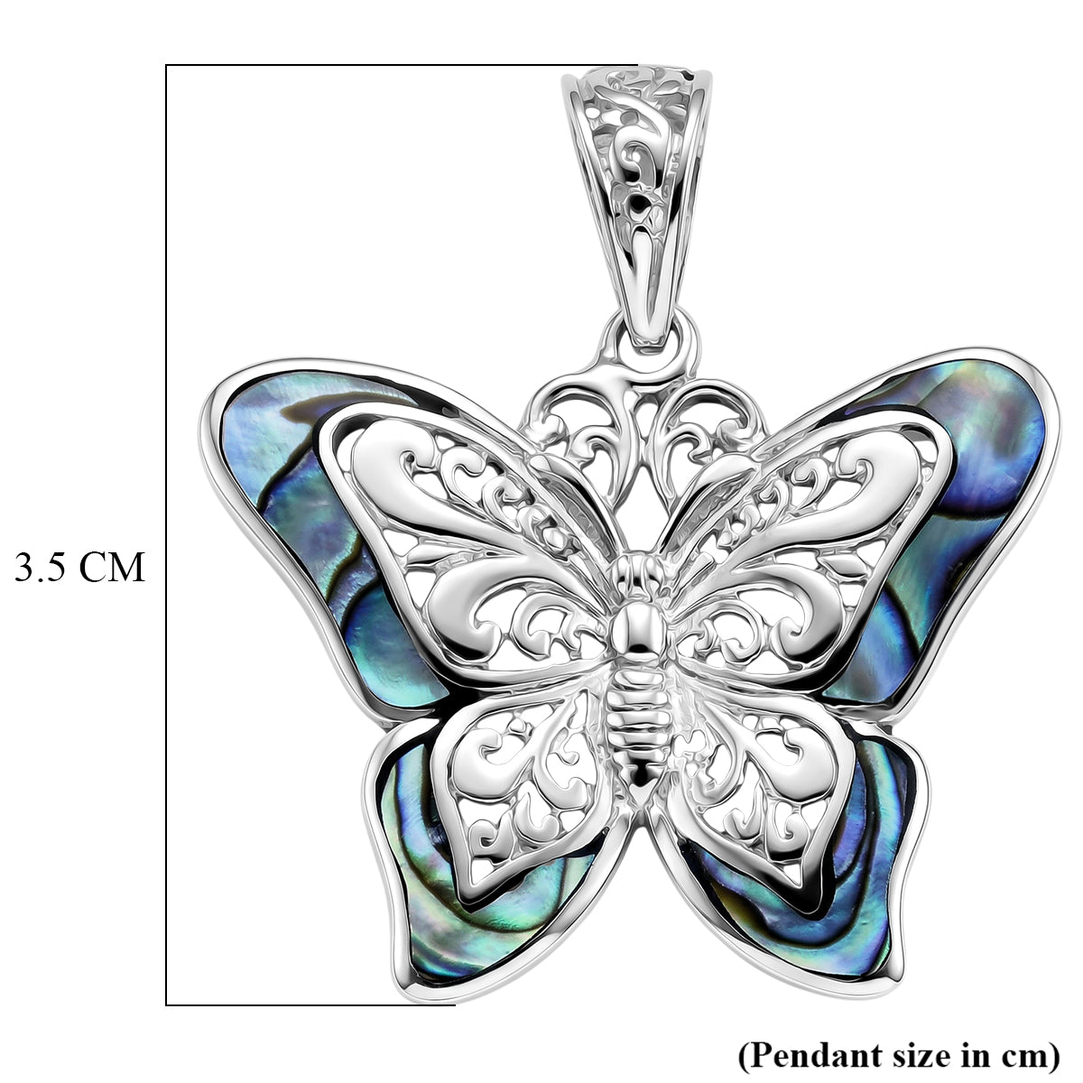 D'Joy Abalone Shell Sterling Silver Butterfly Pendant 2.00 Ct. V32530107 6