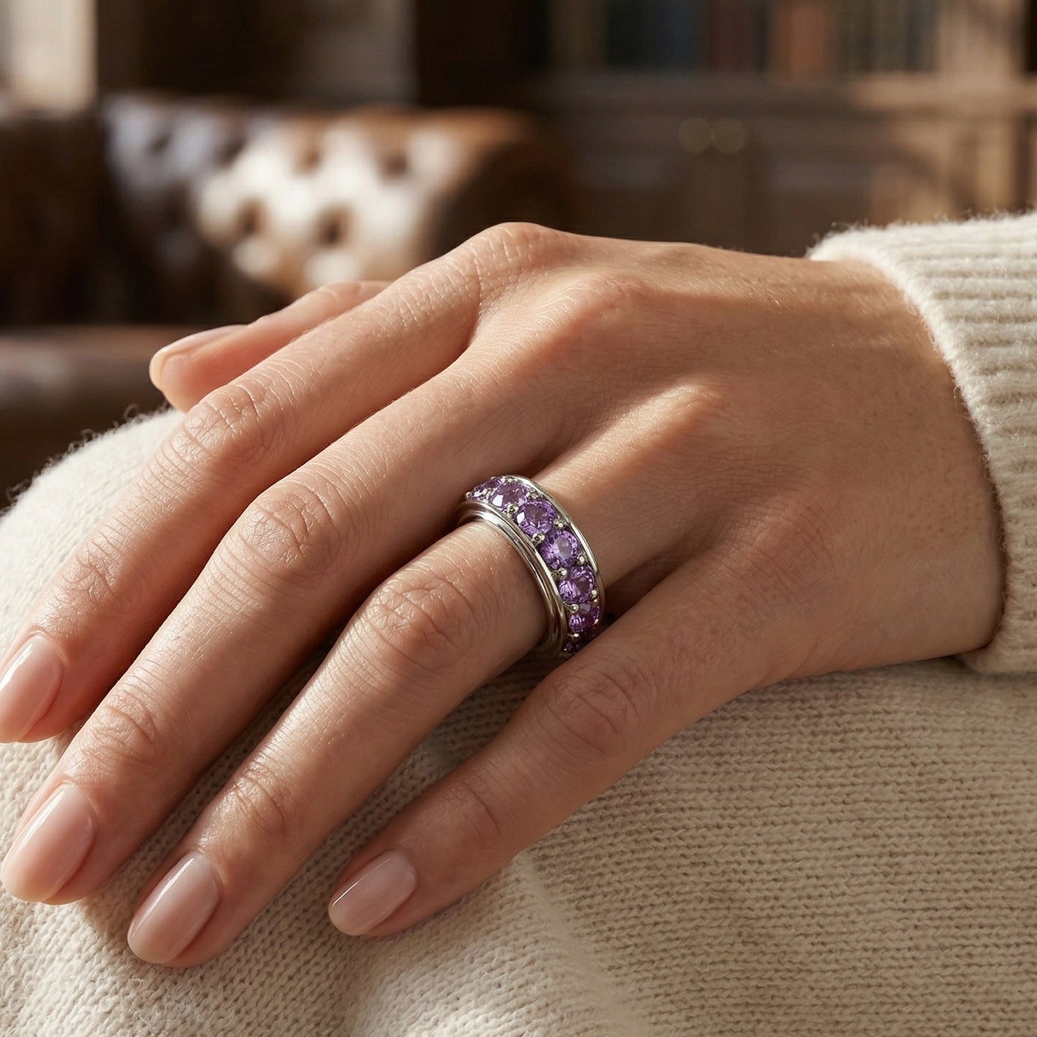 EverTrue - Amethyst Cubic Zirconia Full Eternity Band Ring 7.50 Ct. V32512336 2
