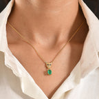 D'Joy Emeraldine Triplet Oval Cut & Black Spinel Panther Head Necklace (Size - 20) in Yellow Gold Tone 1.62 Ct._8513280_1