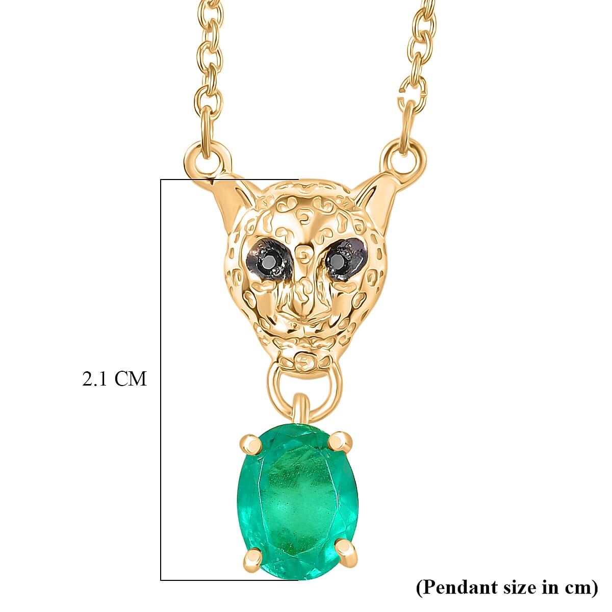 D'Joy Emeraldine Triplet Oval Cut &amp; Black Spinel Panther Head Necklace (Size - 20) in Yellow Gold Tone 1.62 Ct. V32513403 7