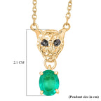 D'Joy Emeraldine Triplet Oval Cut & Black Spinel Panther Head Necklace (Size - 20) in Yellow Gold Tone 1.62 Ct._8513280_6