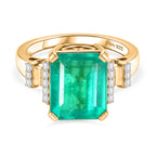 D'Joy Emeraldine Triplet Quartz & White Zircon Ring in 18K Vermeil Yellow Gold Plated Sterling Silver 5.55 Ct._8513957