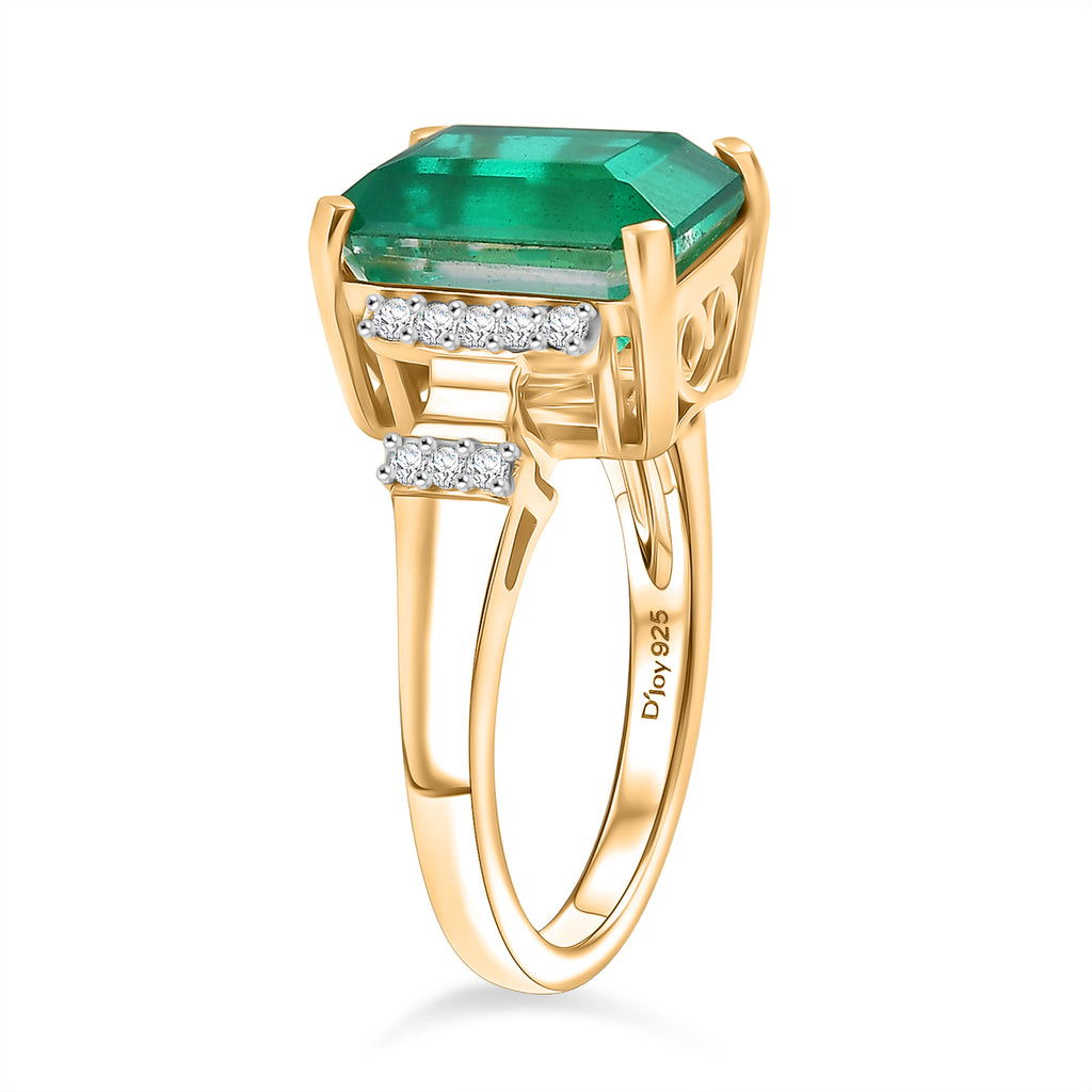 D'Joy Emeraldine Triplet Quartz & White Zircon Ring in 18K Vermeil Yellow Gold Plated Sterling Silver 5.55 Ct._8513957_3