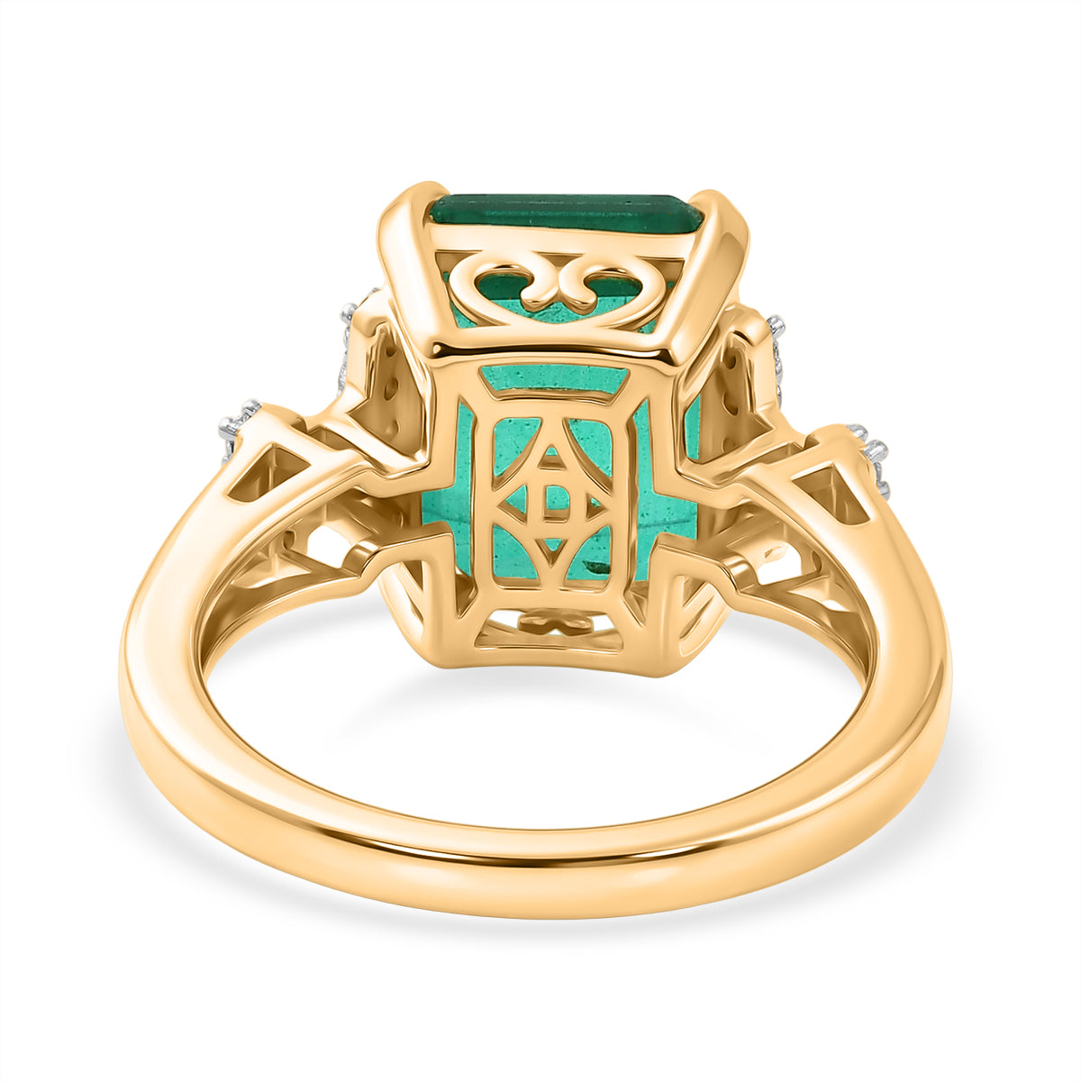 D'Joy Emeraldine Triplet Quartz &amp; White Zircon Ring in 18K Vermeil Yellow Gold Plated Sterling Silver 5.55 Ct. V32534058 5