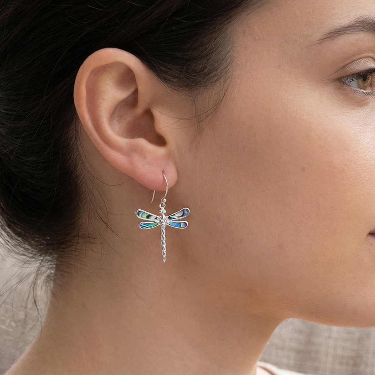 Royal Bali Collection - Abalone Shell Sterling Silver Dragon Fly Earring with Hook 6.32 Ct. 8514021 2