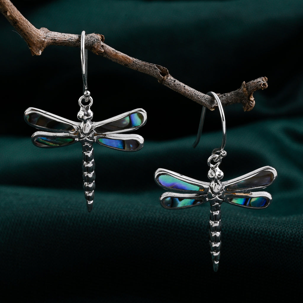 Royal Bali Collection - Abalone Shell Sterling Silver Dragon Fly Earring with Hook 6.32 Ct._8514021_2