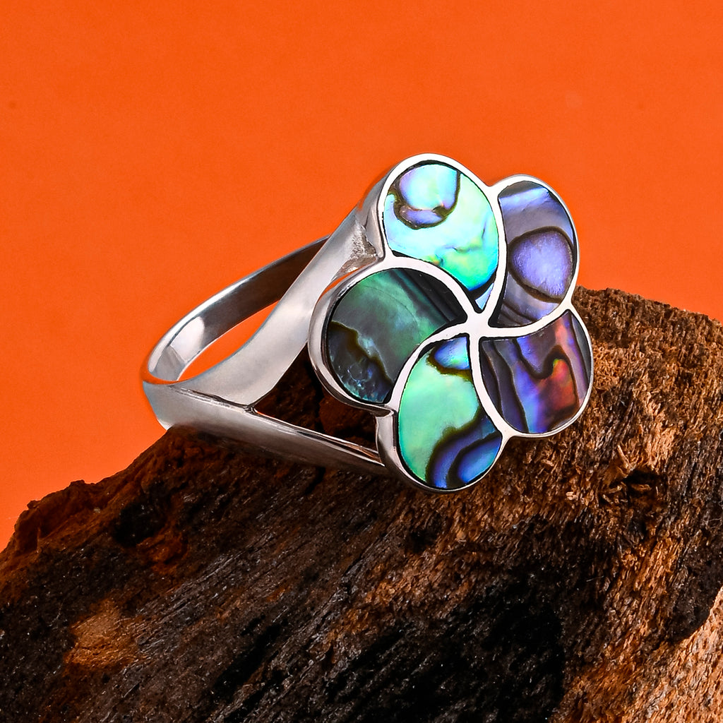 Royal Bali Collection - D'Joy Abalone Shell Sterling Silver Floral Ring 1.50 Ct_8514078_1