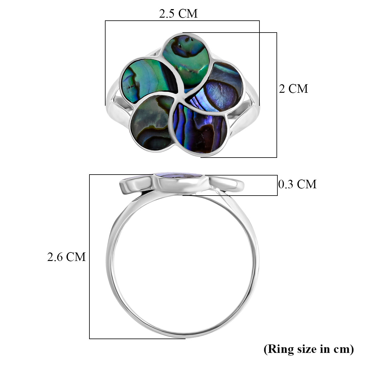 D'Joy Abalone Shell Sterling Silver Floral Ring 1.50 Ct V32516577 6
