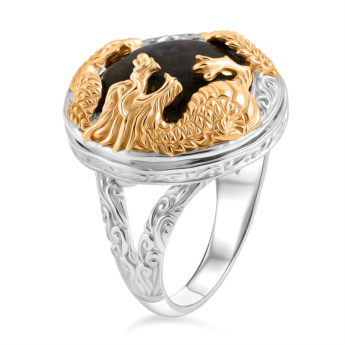 D'Joy Labradorite Dragon Ring in Yellow Gold Plated Sterling Silver 13.36 Ct V32639805 4