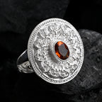 Royal Bali Collection- Kechak Dance Inspired - D'Joy Hessonite Garnet Ethnic Motif Ring in Sterling Silver, 1.50 Ct_8514122_1