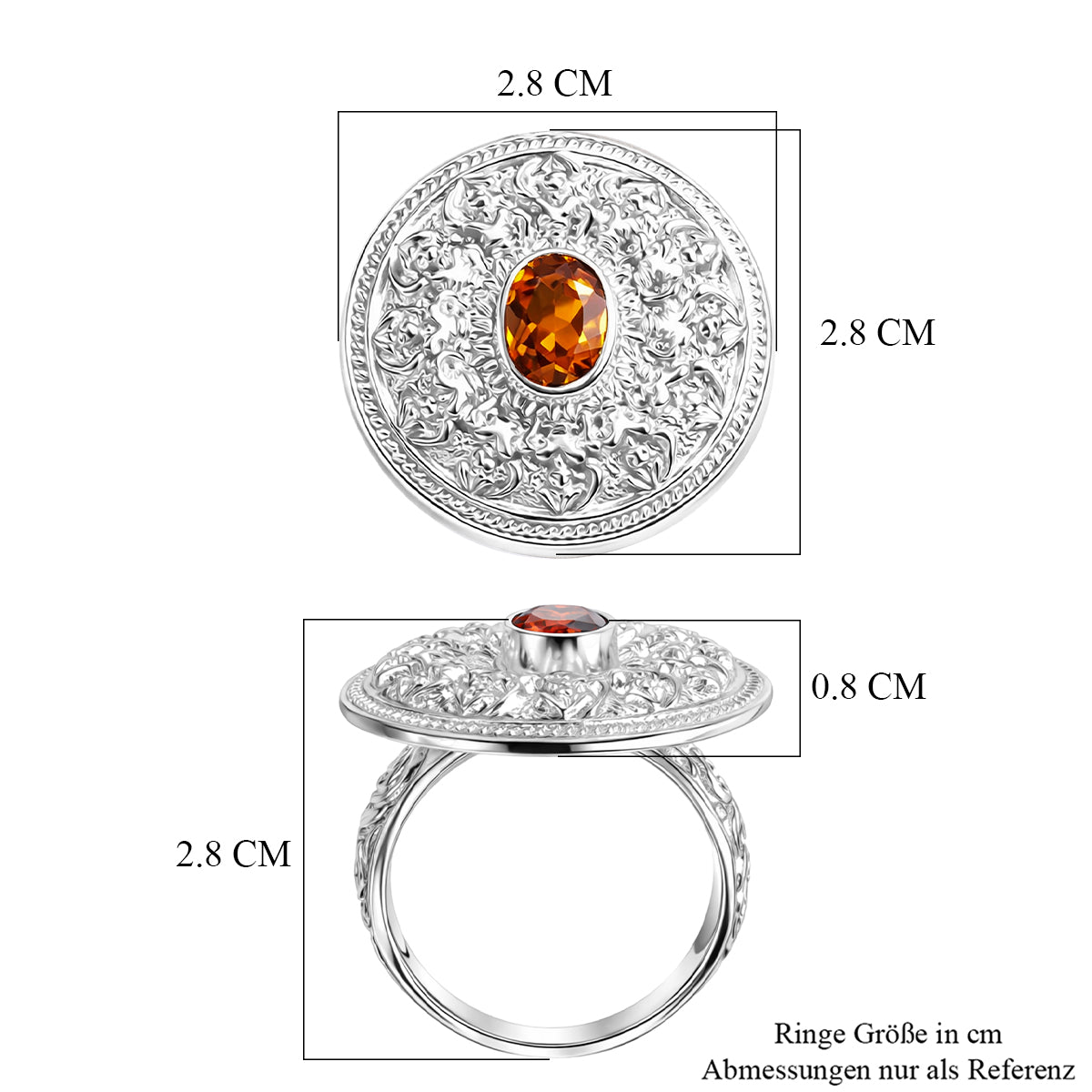 Royal Bali Collection- Kechak Dance Inspired - D'Joy Hessonite Garnet Ethnic Motif Ring in Sterling Silver, 1.50 Ct 8514122 5