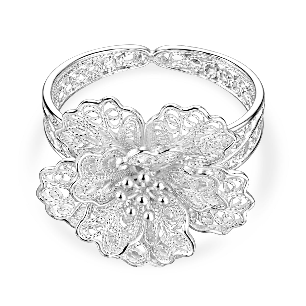 Royal Bali Collection - Sterling Silver Floral Ring V32516728 0