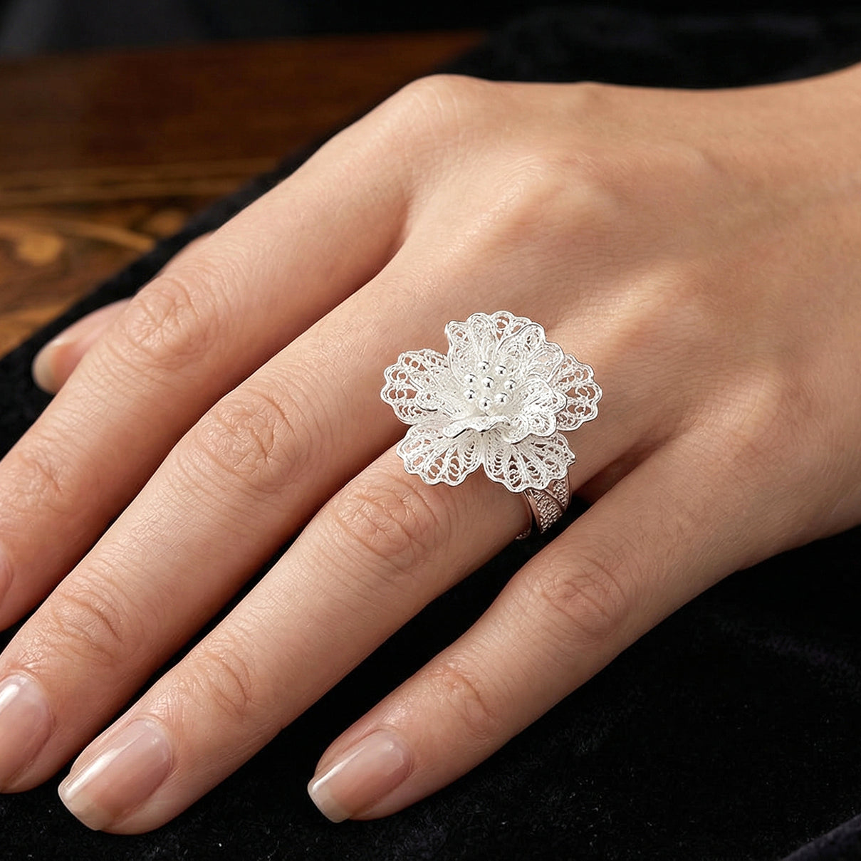 Royal Bali Collection - Sterling Silver Floral Ring V32516728 3