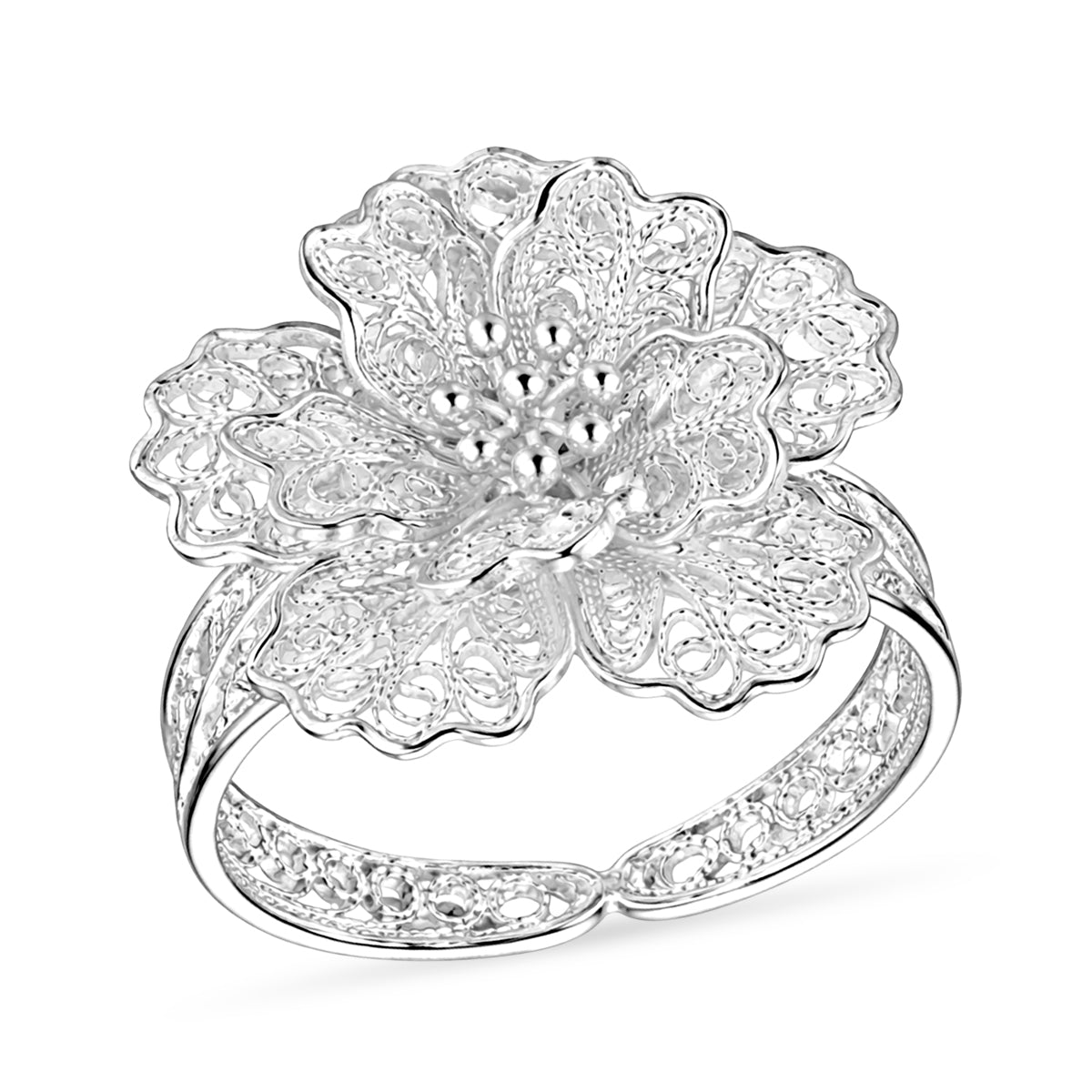 Royal Bali Collection - Sterling Silver Floral Ring V32516728 4