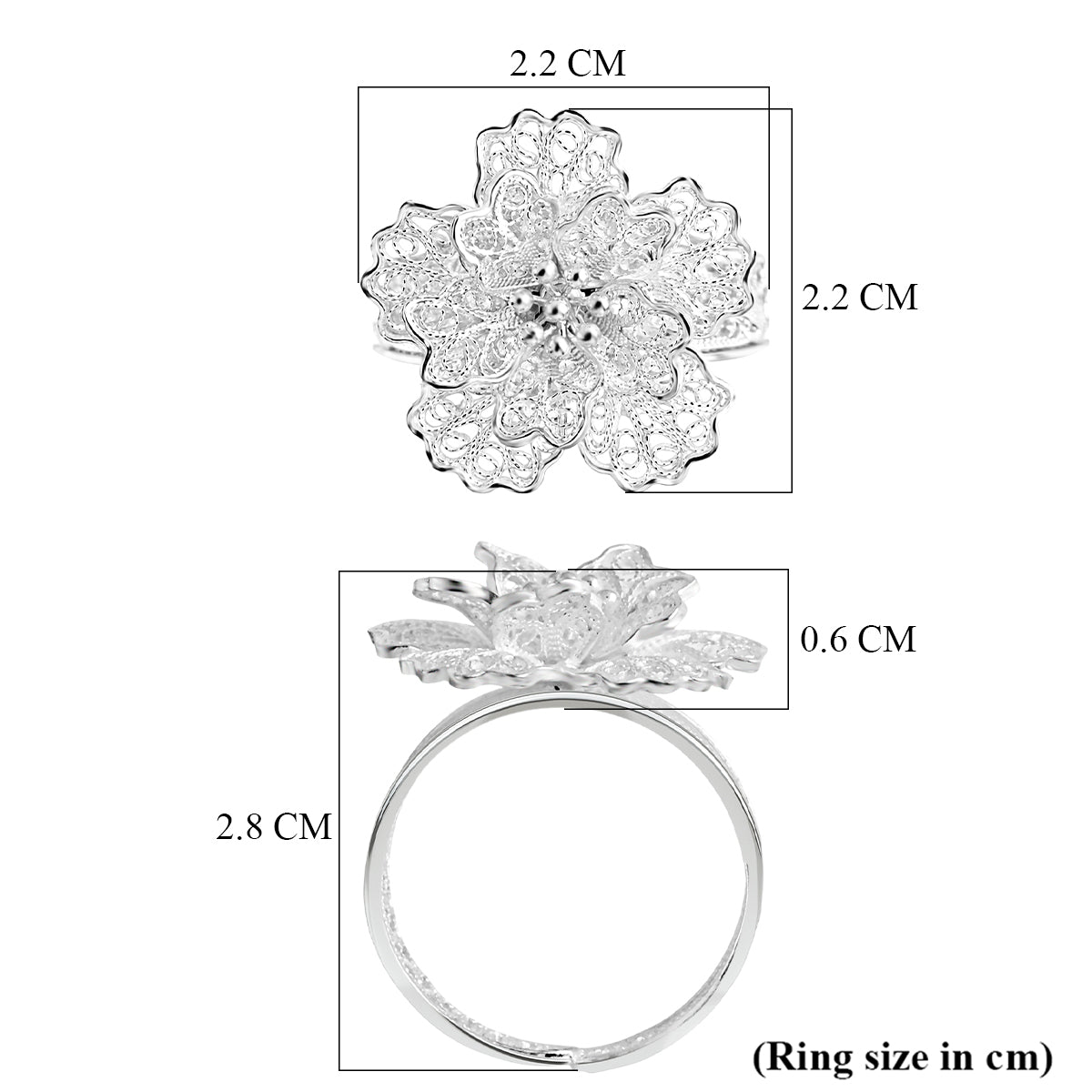Royal Bali Collection - Sterling Silver Floral Ring V32516728 7