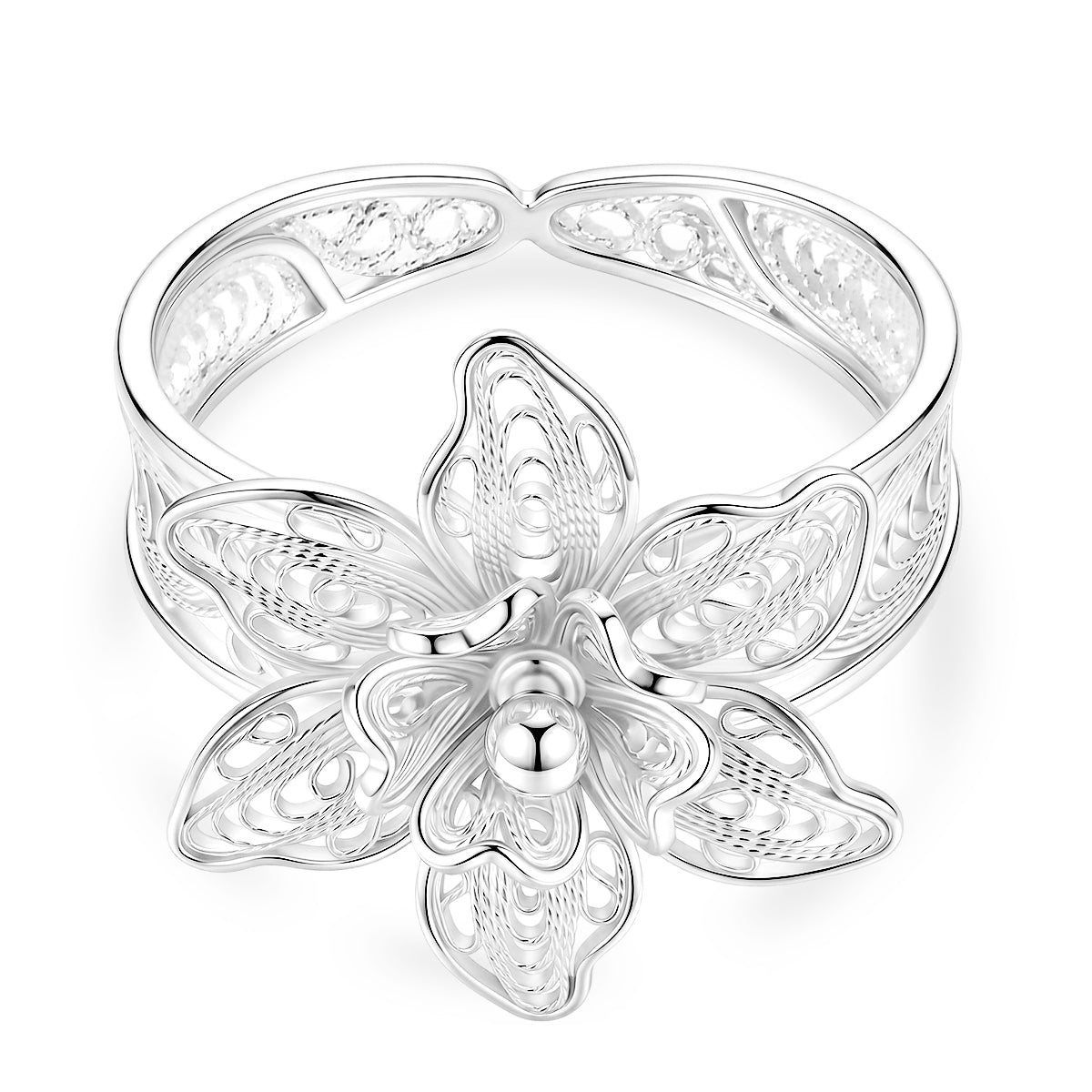Royal Bali Collection - Sterling Silver Floral Ring V32518075 0