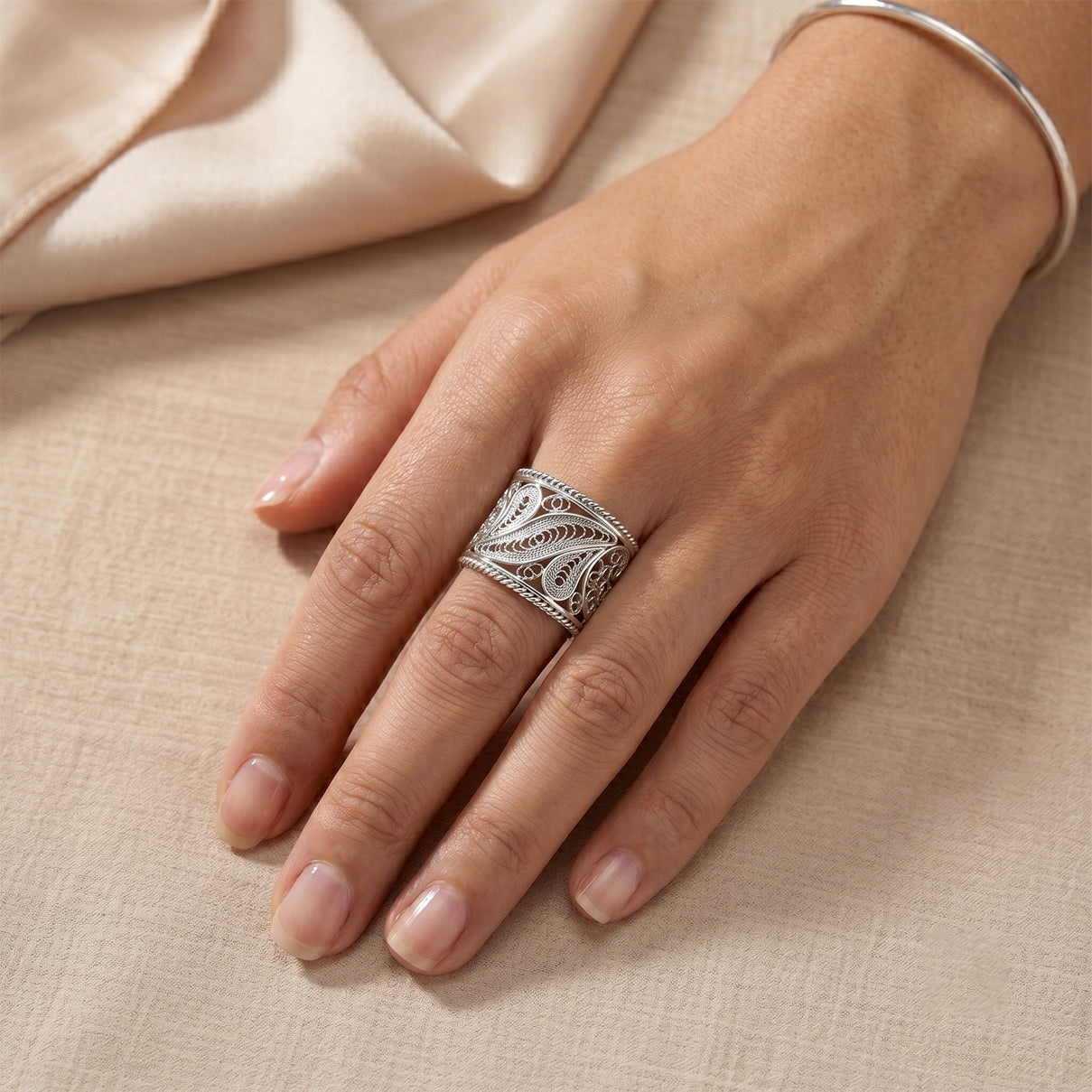 Royal Bali Collection - Sterling Silver Filigree Ring V32535585 2