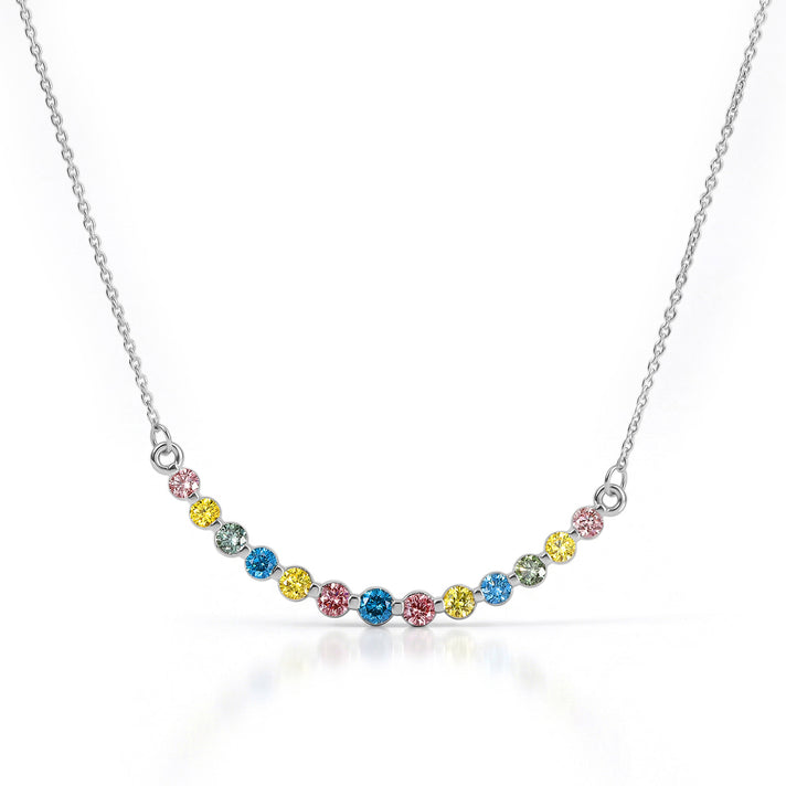 LUXURIANT 0.96 Ct. Multi Colour Lab Grown Diamond Necklace (Size - 20) in Rhodium Overlay Sterling Silver (SI-G-H) 8514439 1