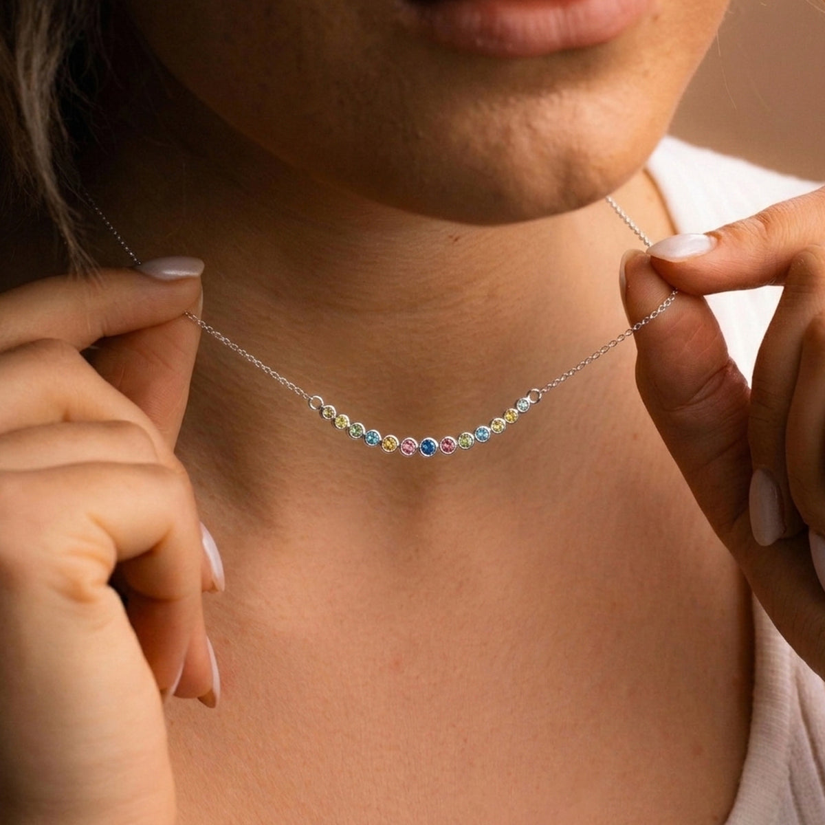 LUXURIANT 0.96 Ct. Multi Colour Lab Grown Diamond Necklace (Size - 20) in Rhodium Overlay Sterling Silver (SI-G-H) 8514439 3